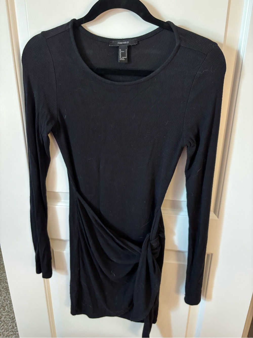 Forever 21 Black Long-Sleeve Side Knot Mini Dress